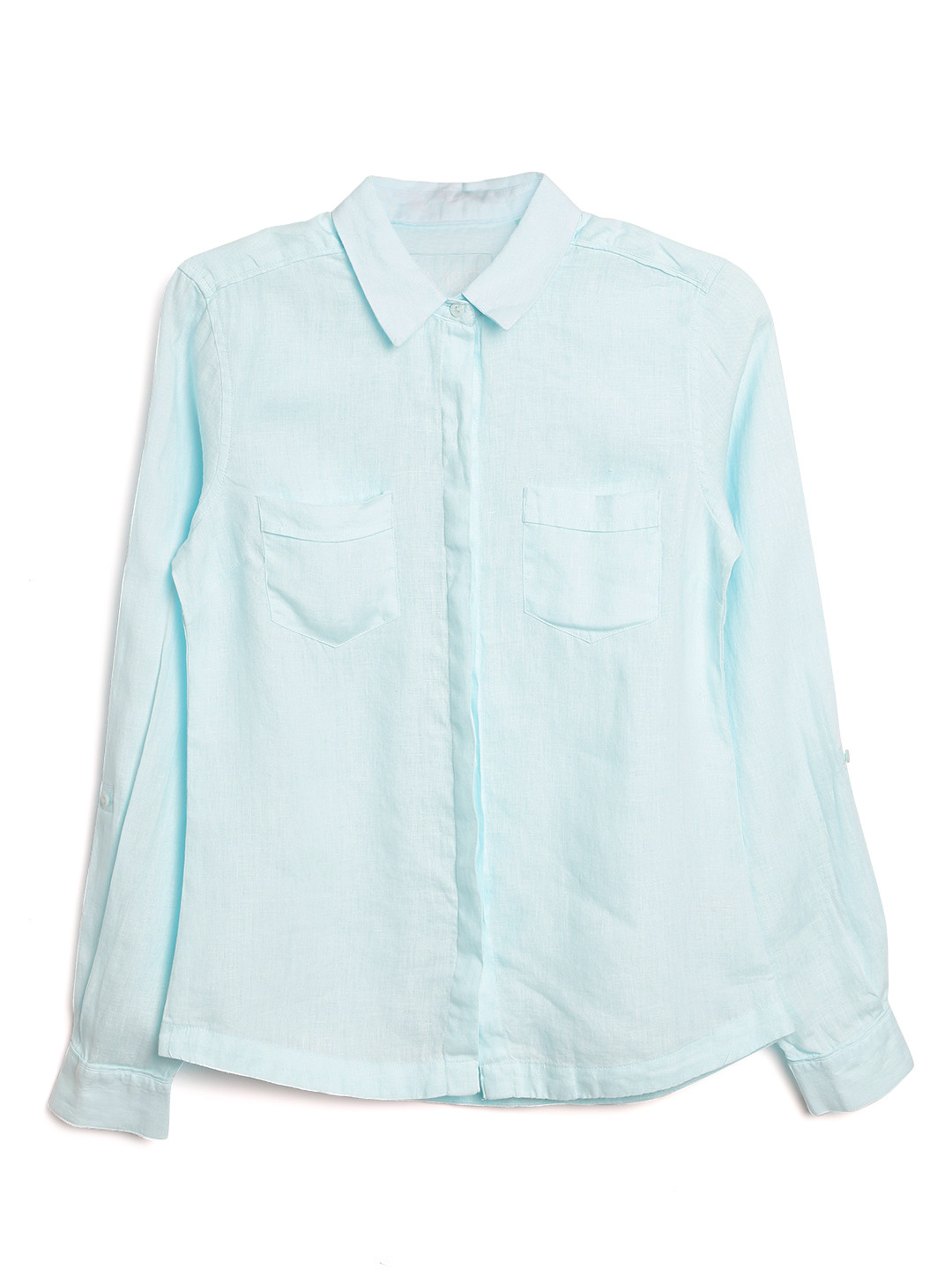 Buy Marks & Spencer Women Mint Green Linen Smart Casual Shirt Shirts