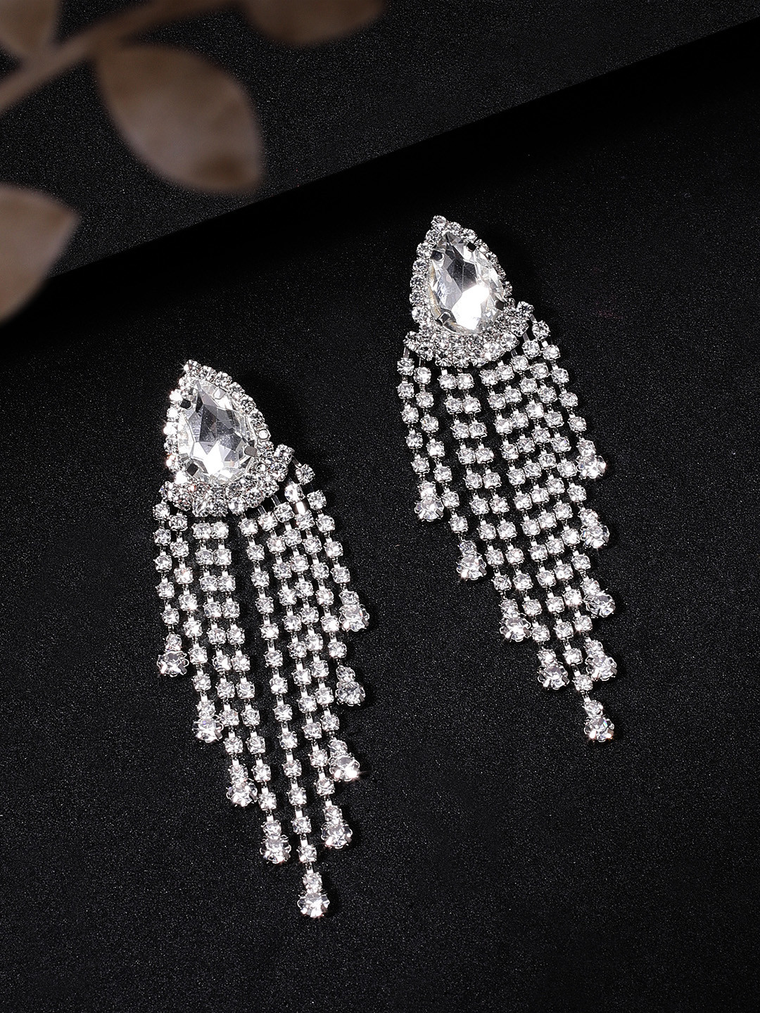 Buy Rubans Silver Toned Handcrafted CZ Stone Studded Classic Drop