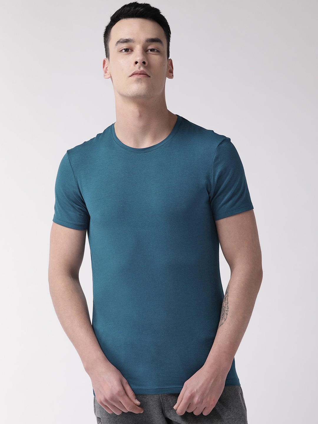 Buy Marks & Spencer Men Teal Blue Solid Innerwear Vest - Innerwear ...