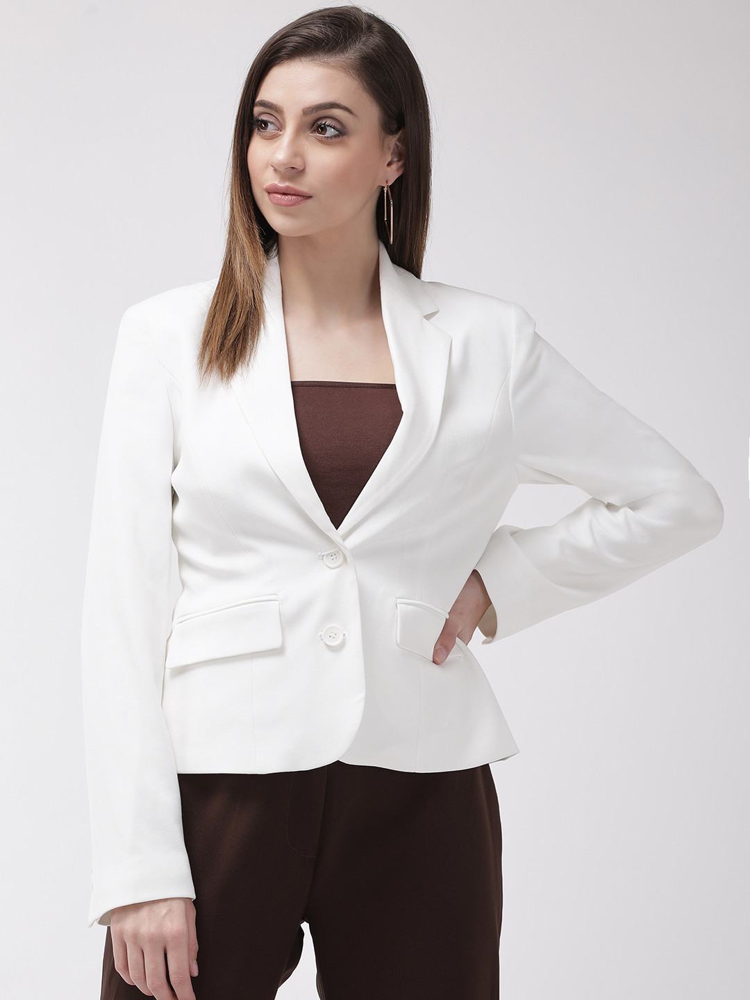 Buy Marks & Spencer Women White Solid Single Breasted Formal Blazer