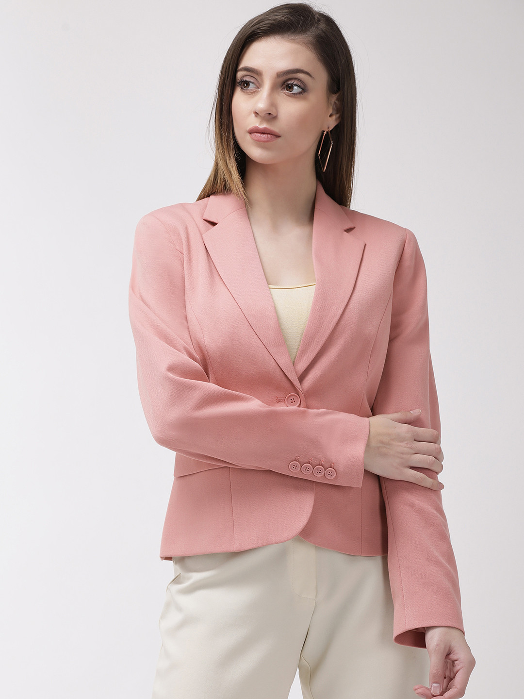 Buy Marks & Spencer Women Pink Tailored Fit Solid Casual Blazer