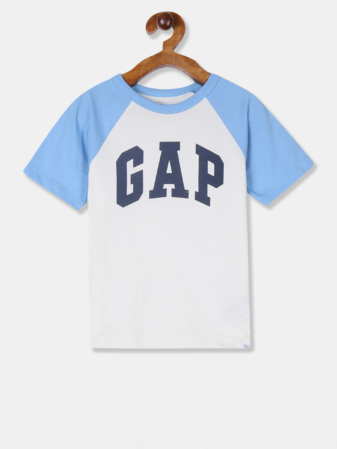 Buy GAP Toddler Boy White & Navy Blue Logo Raglan T Shirt Tshirts for