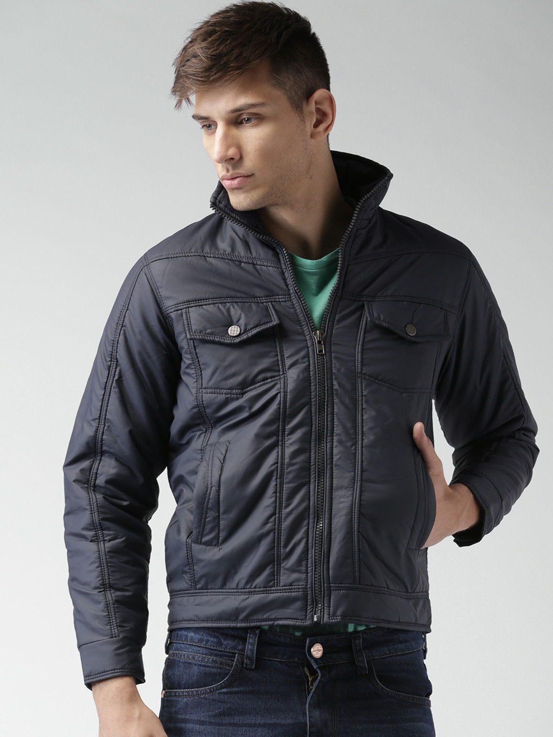 Buy Mast & Harbour Navy Padded Jacket Jackets for Men 1131886 Myntra