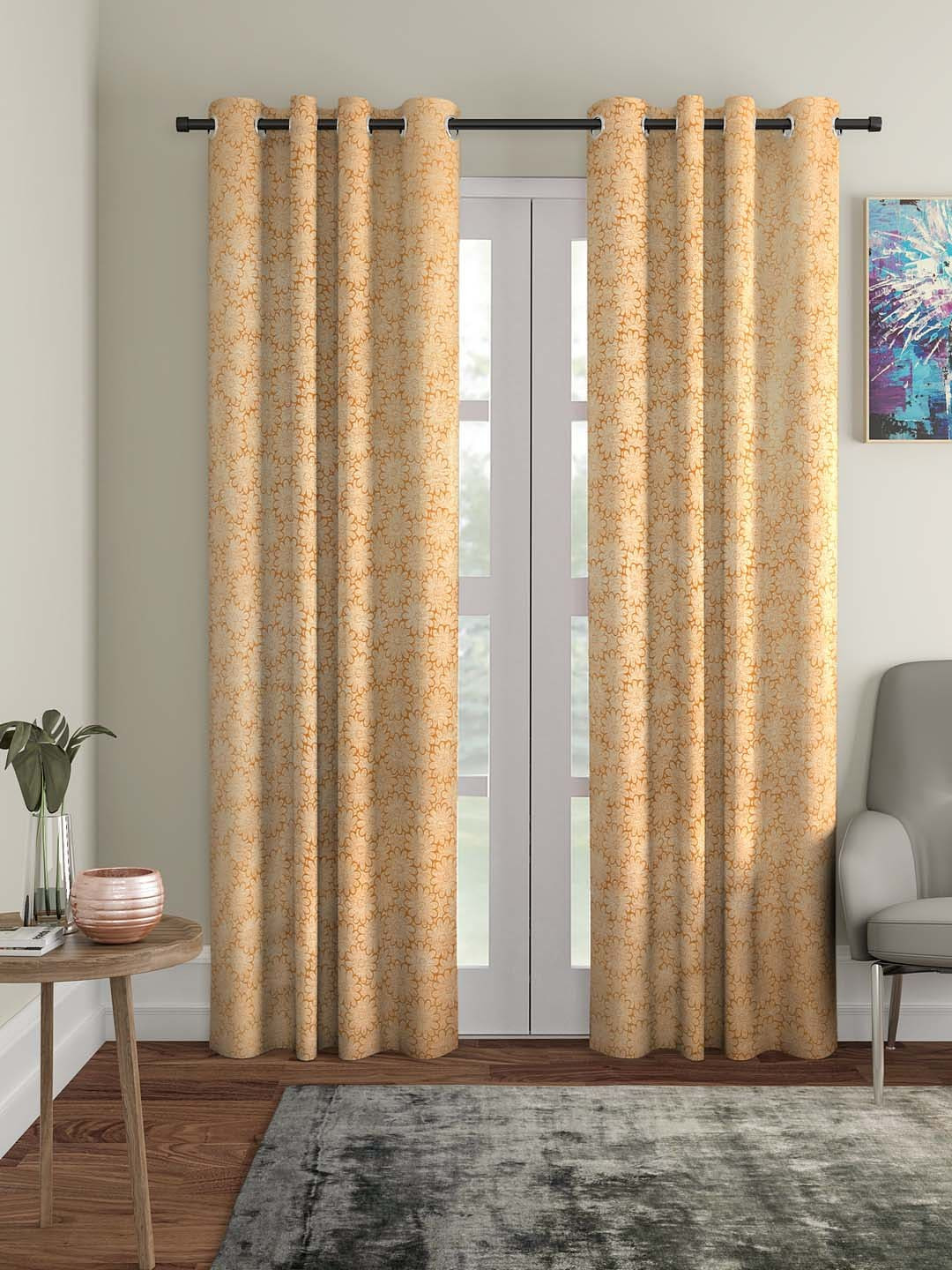 Buy Cortina Yellow Set Of 2 Long Door Curtains Curtains And Sheers
