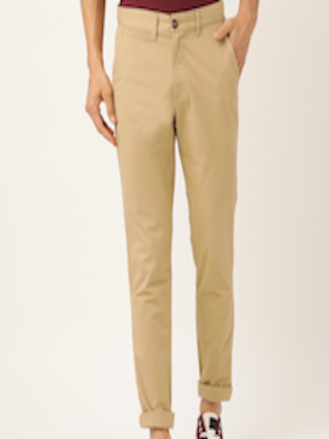 Buy United Colors Of Benetton Men Beige Slim Fit Solid Chinos ...