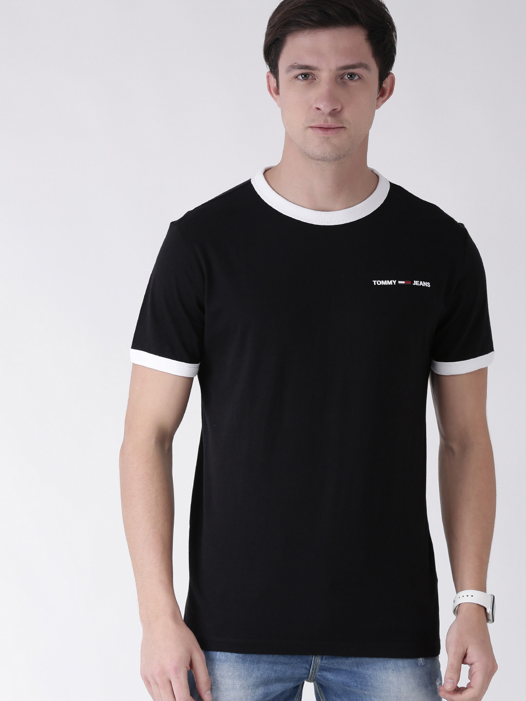 Buy Tommy Hilfiger Men Black Solid Round Neck T Shirt With Printed