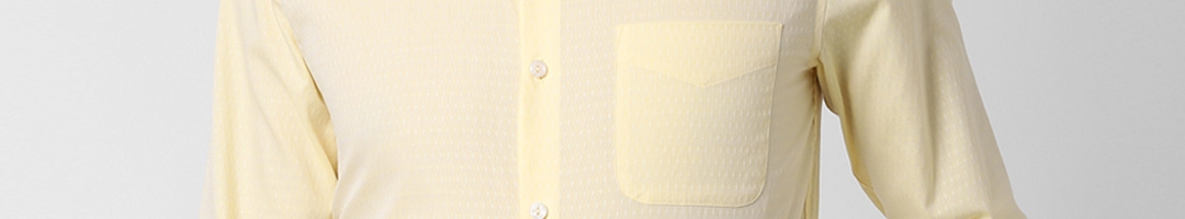 Buy Peter England Men Yellow Slim Fit Self Design Formal Shirt - Shirts ...