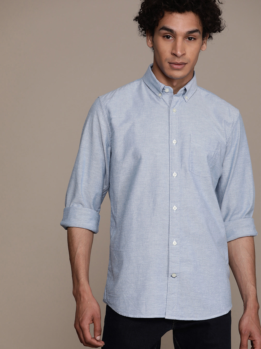 Buy GAP Men Blue Standard Regular Fit Solid Casual Shirt Shirts for