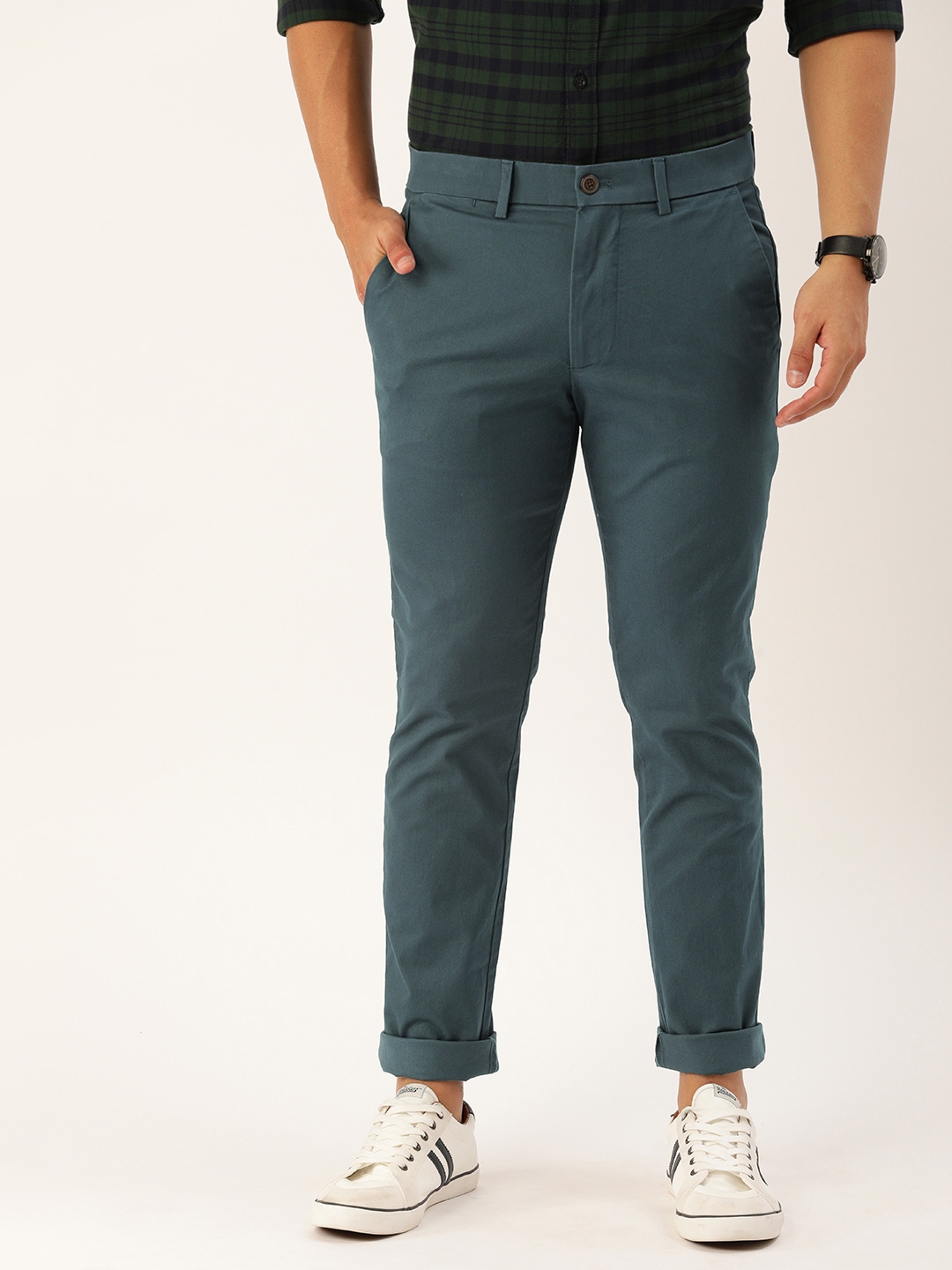 Buy GAP Men Teal Blue Slim Fit Solid Chinos - Trousers for Men 11324162 ...