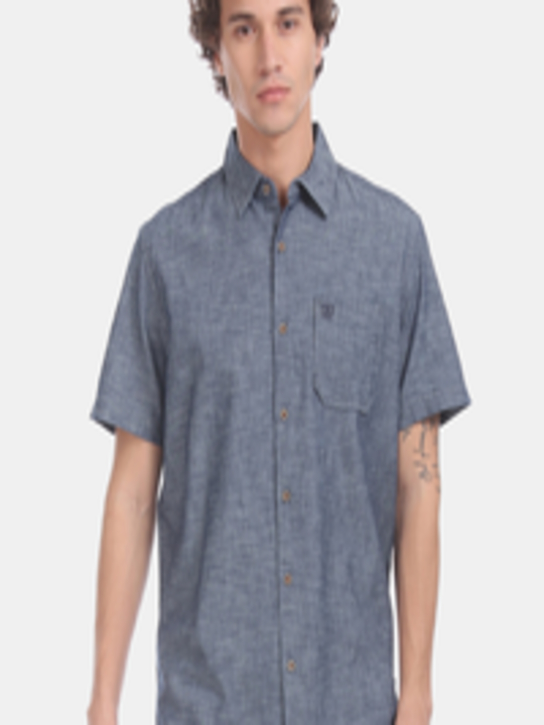 Buy GAP Men Blue Regular Fit Solid Casual Shirt - Shirts for Men ...