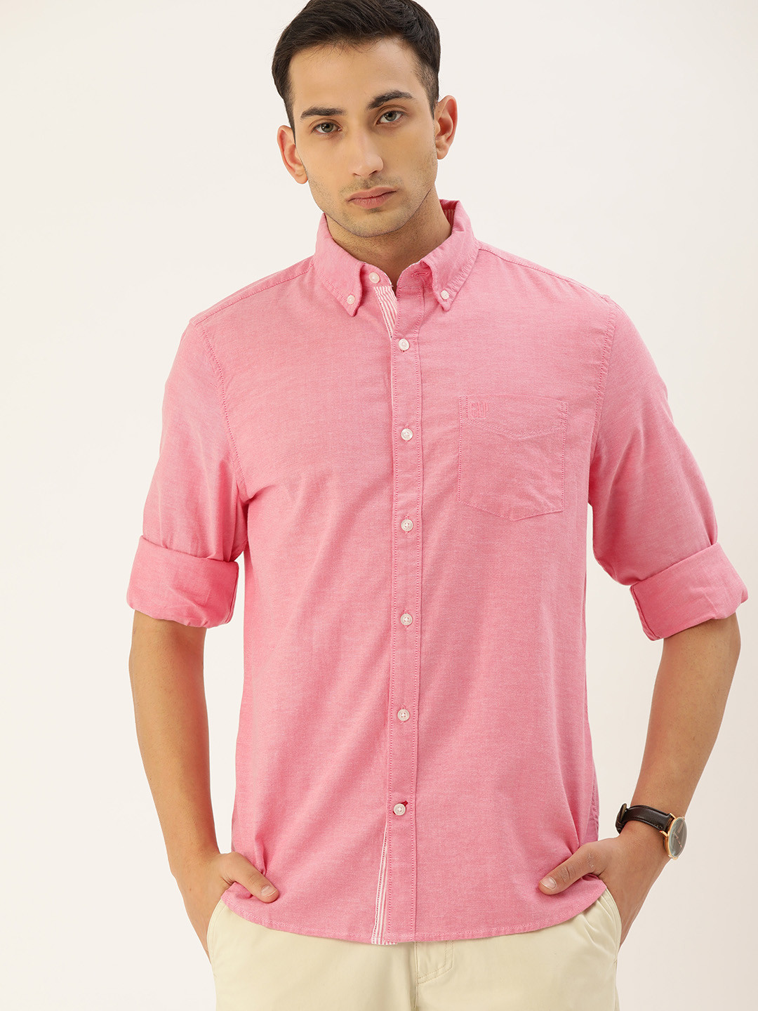 Buy GAP Men Pink Regular Fit Solid Casual Shirt Shirts for Men
