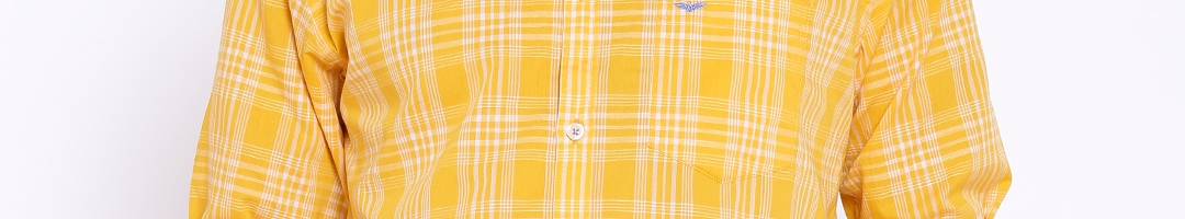 Buy Park Avenue Yellow & White Checked Casual Shirt - Shirts for Men ...