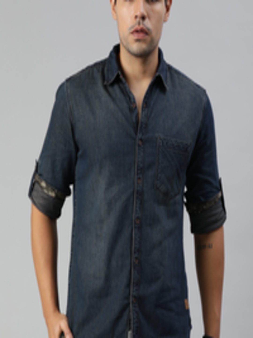 Buy Roadster Blue Denim Washed Casual Shirt - Shirts for Men 1352999 |  Myntra-totobed.com.vn