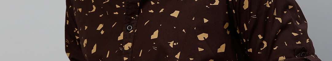 Buy Roadster Men Coffee Brown Regular Fit Printed Casual Shirt - Shirts ...