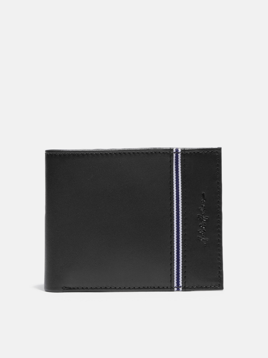 Buy Mast & Harbour Men Black Solid Leather Two Fold Wallet Wallets