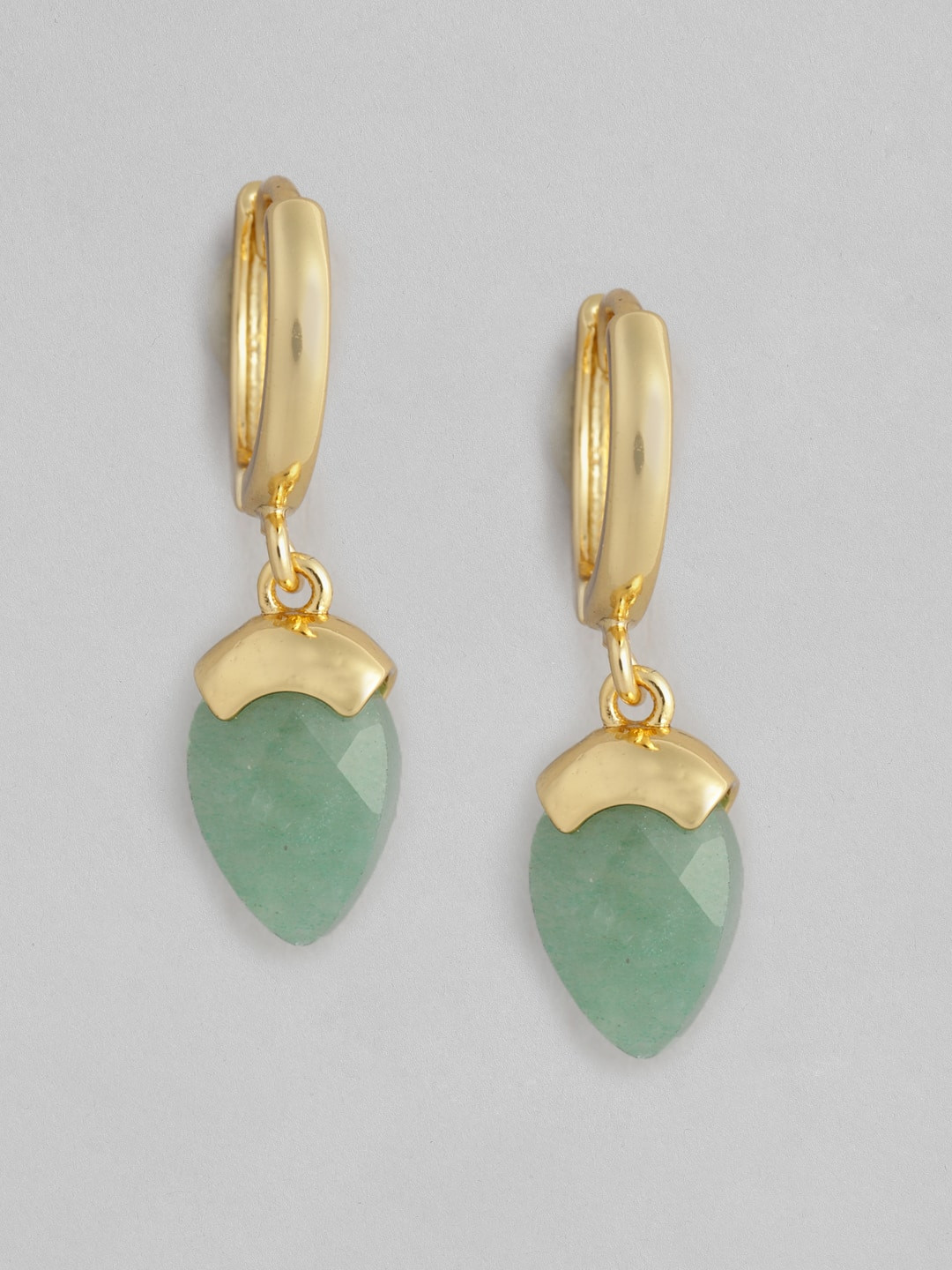 Buy Accessorize Gold Plated & Green Contemporary Hoop Earrings