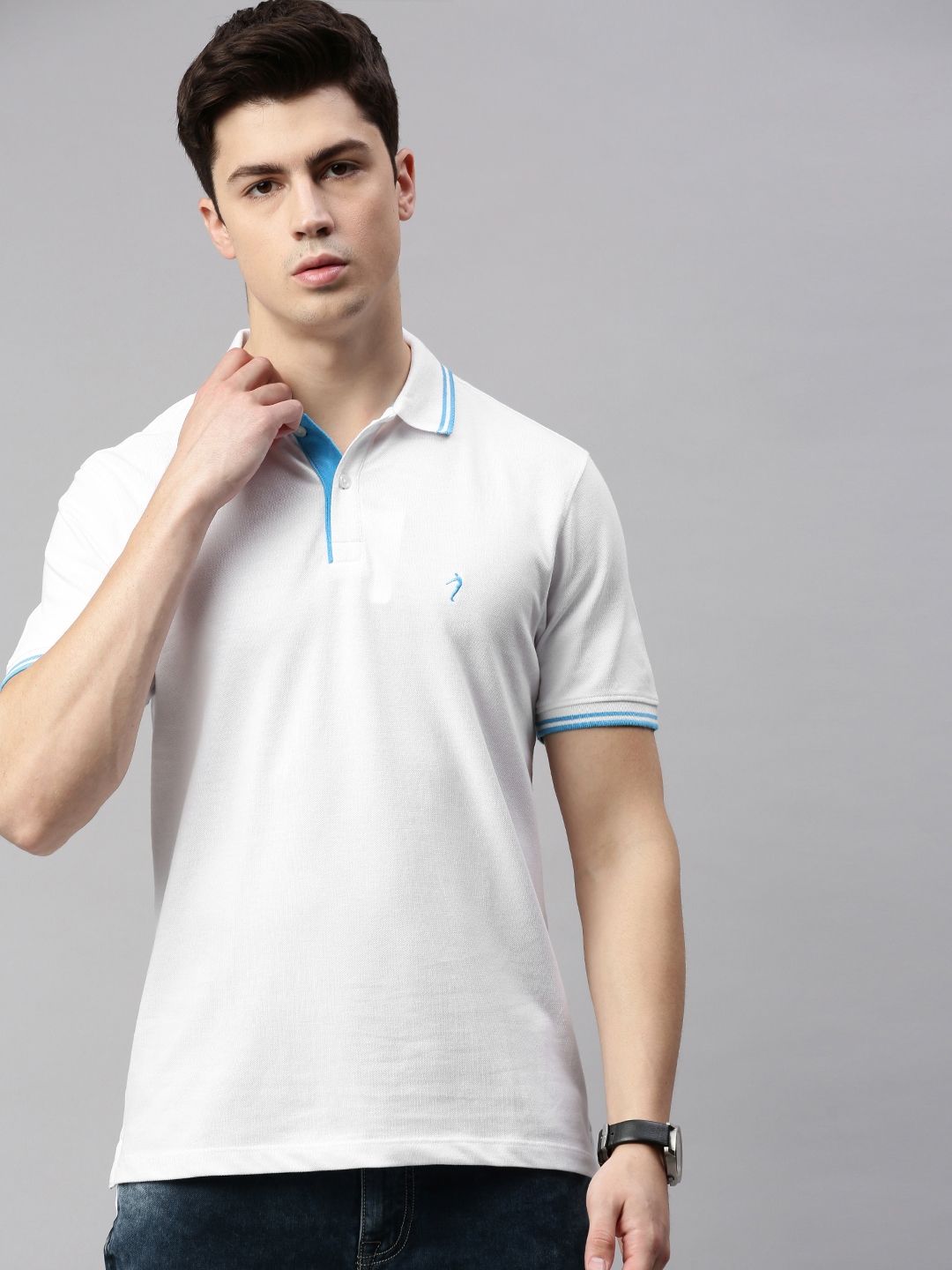 Buy Indian Terrain Men White Solid Polo Collar T Shirt - Tshirts for ...