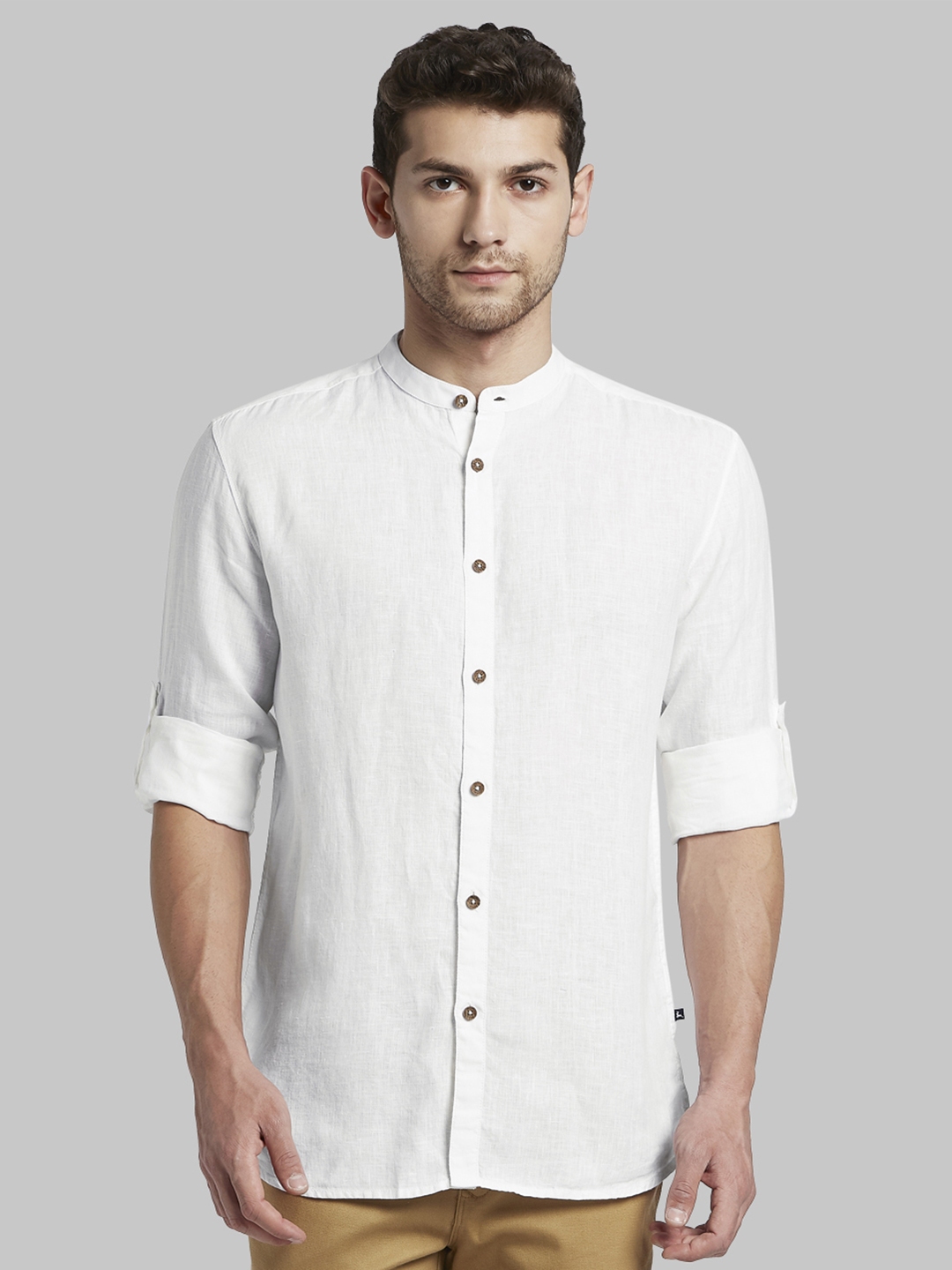 Buy Parx Men White Slim Fit Solid Casual Linen Shirt - Shirts for Men ...