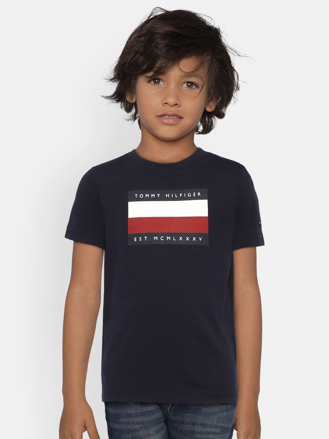 Buy Tommy Hilfiger Boys Navy Blue Printed Round Neck T Shirt Tshirts