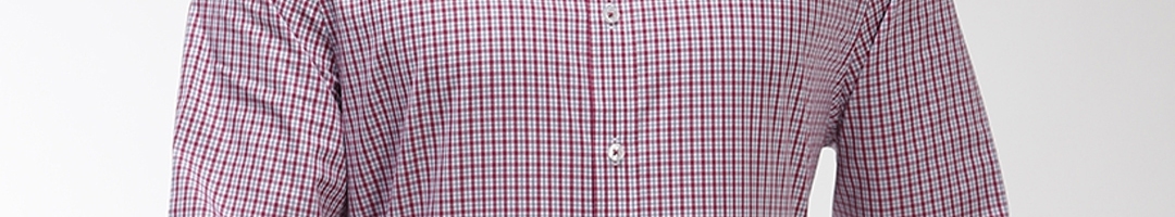 Buy Marks & Spencer Men Red & White Regular Fit Checked Formal Shirt ...
