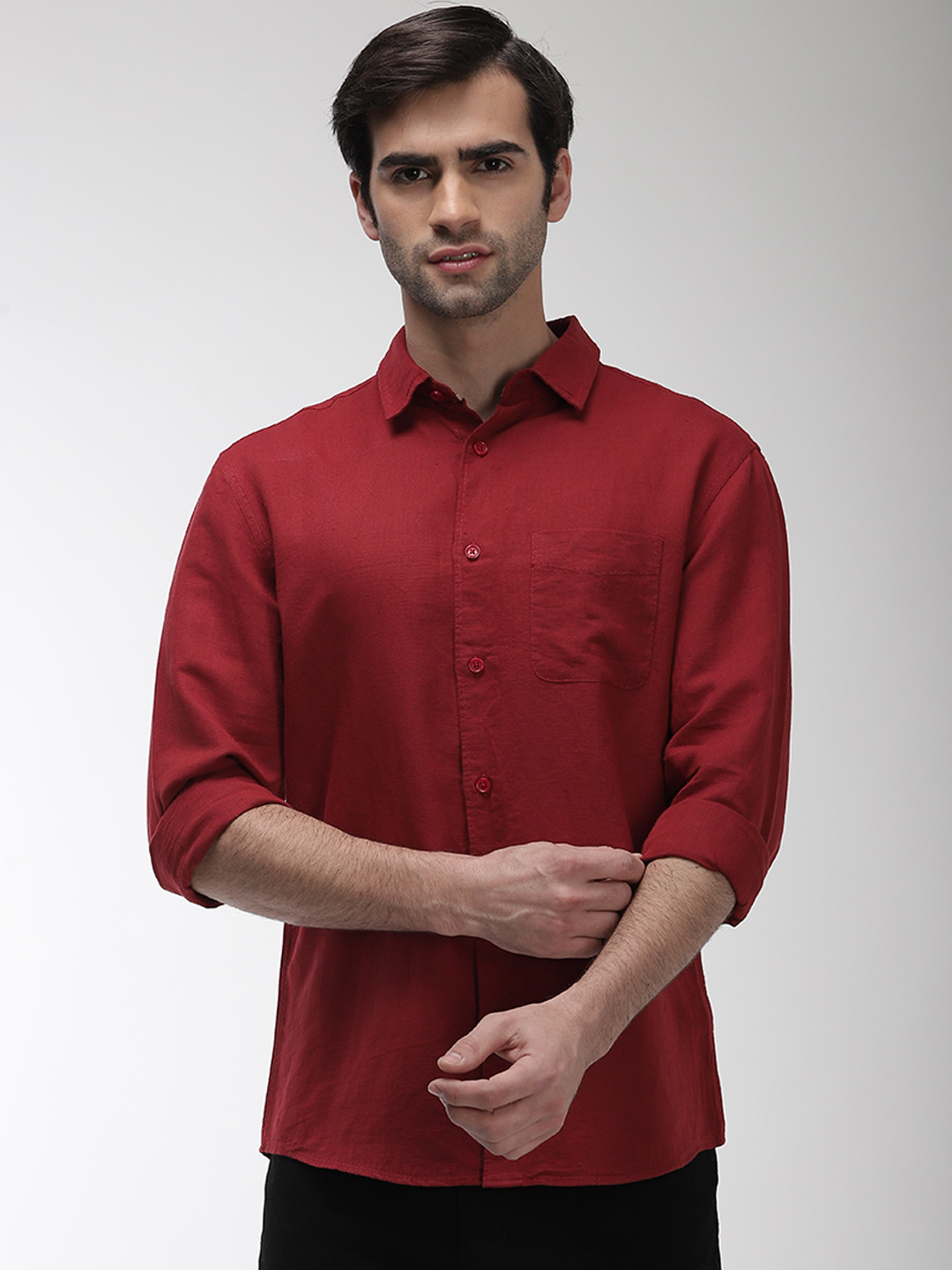Buy Marks & Spencer Men Red Relaxed Regular Fit Solid Casual Shirt Shirts for Men 11350184