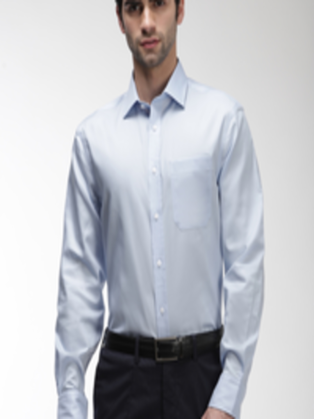 Buy Marks & Spencer Men Blue Regular Fit Solid Formal Shirt - Shirts ...