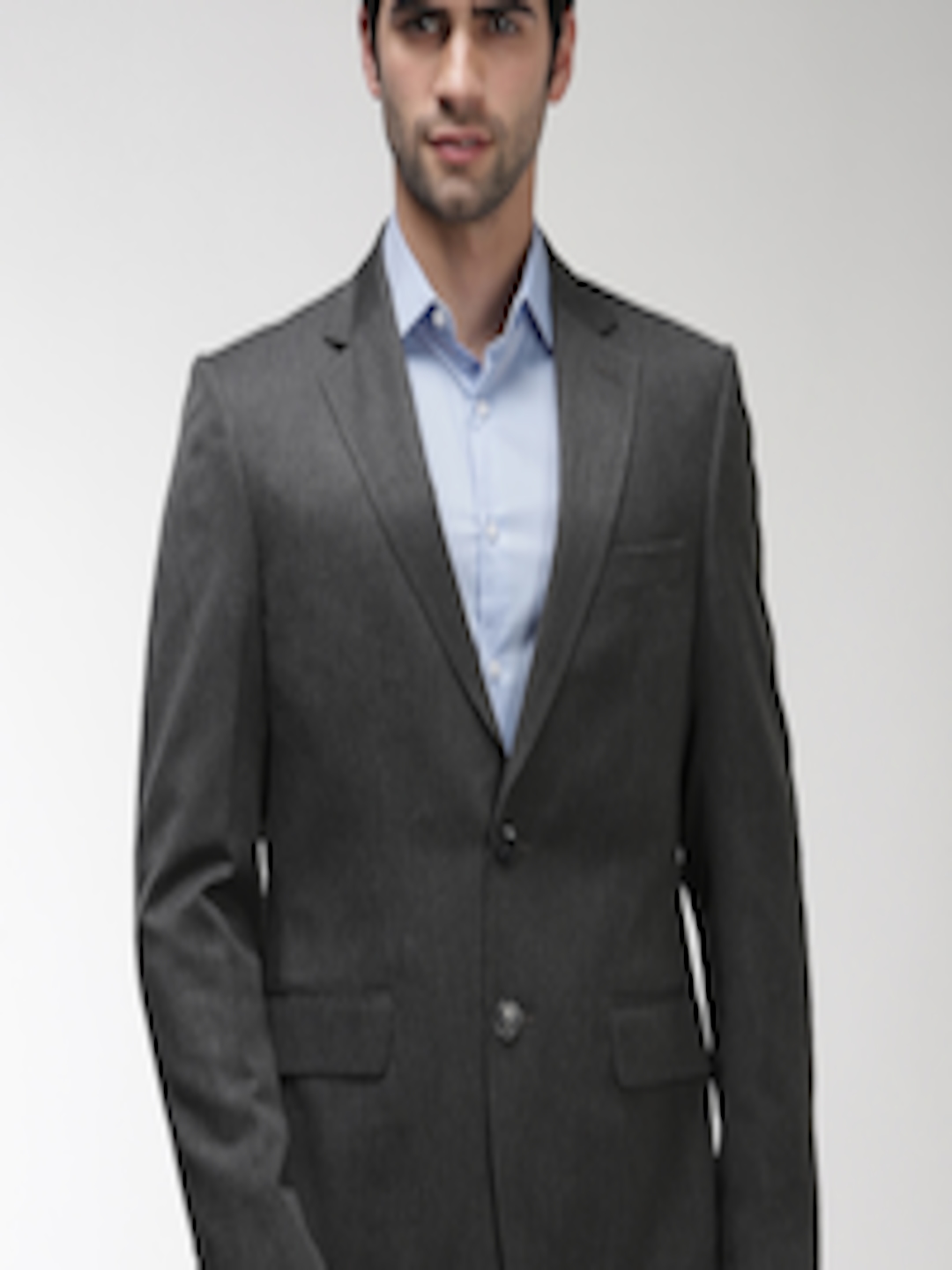 Buy Marks & Spencer Men Charcoal Grey Solid Slim Fit Formal Blazer ...