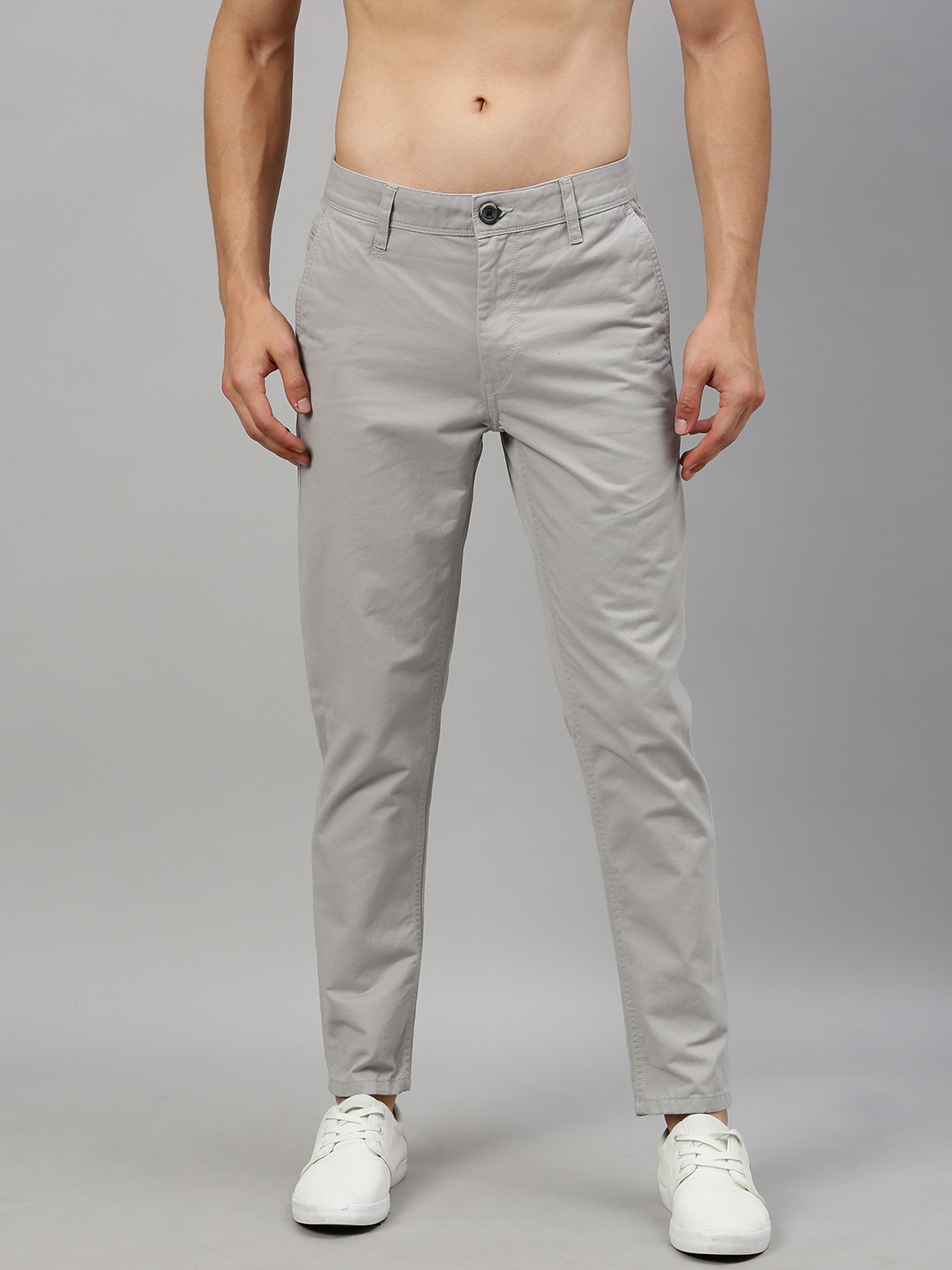 Buy Roadster Men Grey Pure Cotton Sustainable Chinos - Trousers for Men ...