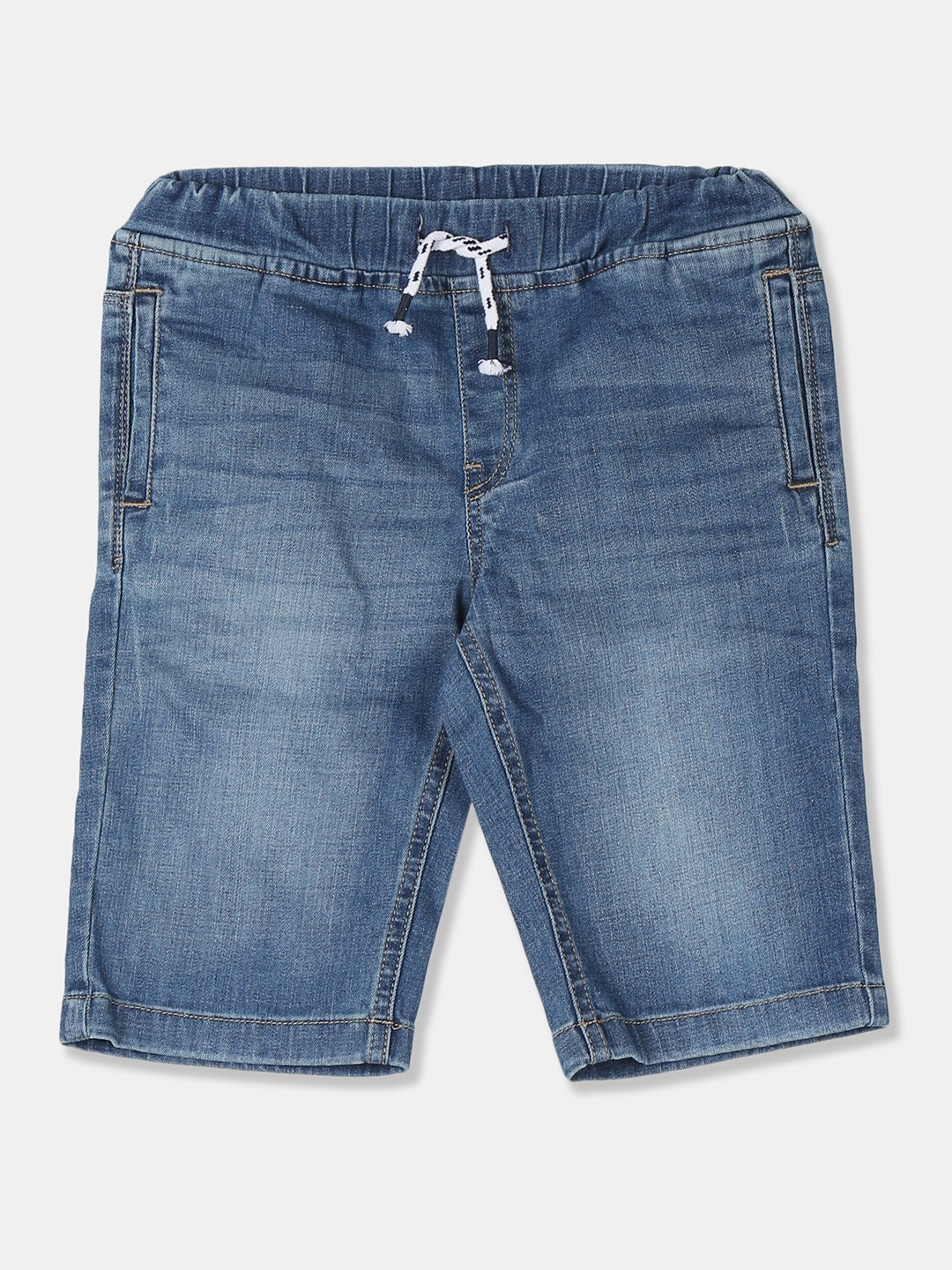Buy U.S. Polo Assn. Kids Boys Blue Solid Regular Fit Denim Shorts