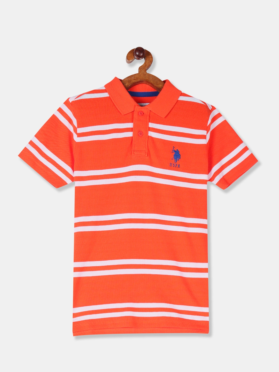 Buy U.S. Polo Assn. Kids Boys Orange Striped Polo Collar T Shirt