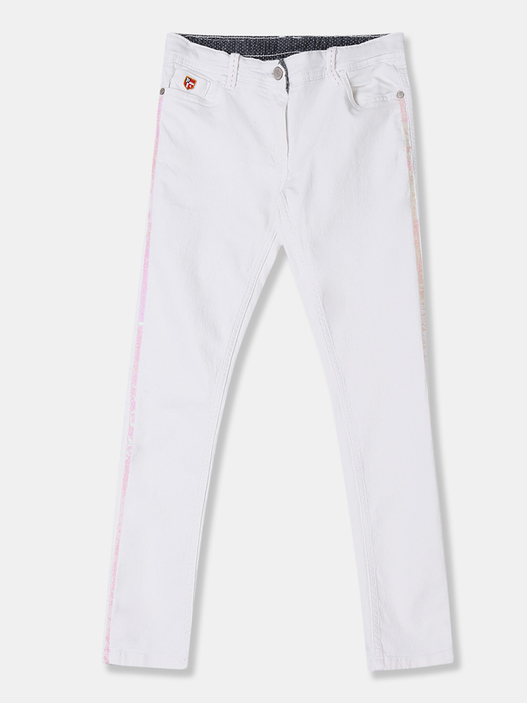 Buy U.S. Polo Assn. Kids Girls White Regular Fit Mid Rise Clean Look