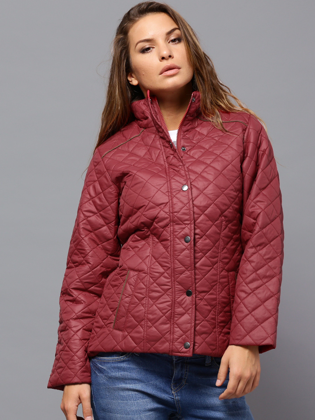 Buy Roadster Red Quilted Jacket Jackets for Women 1135554 Myntra