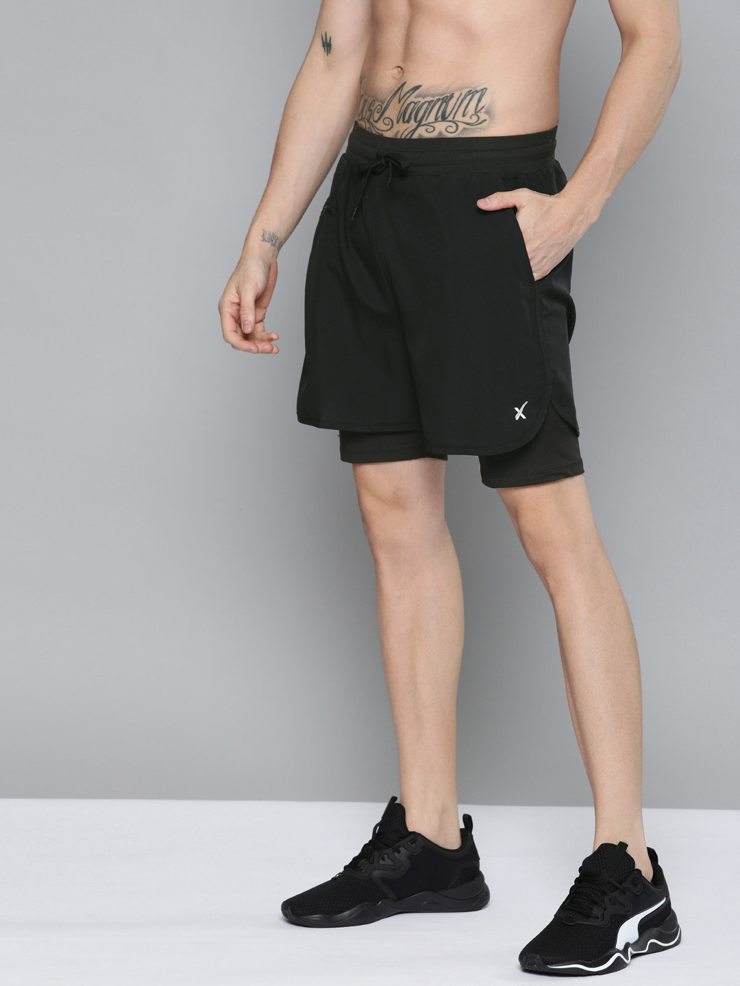 HRX by Hrithik Roshan Men Steel Grey Solid Rapid-Dry Antimicrobial Running Shorts