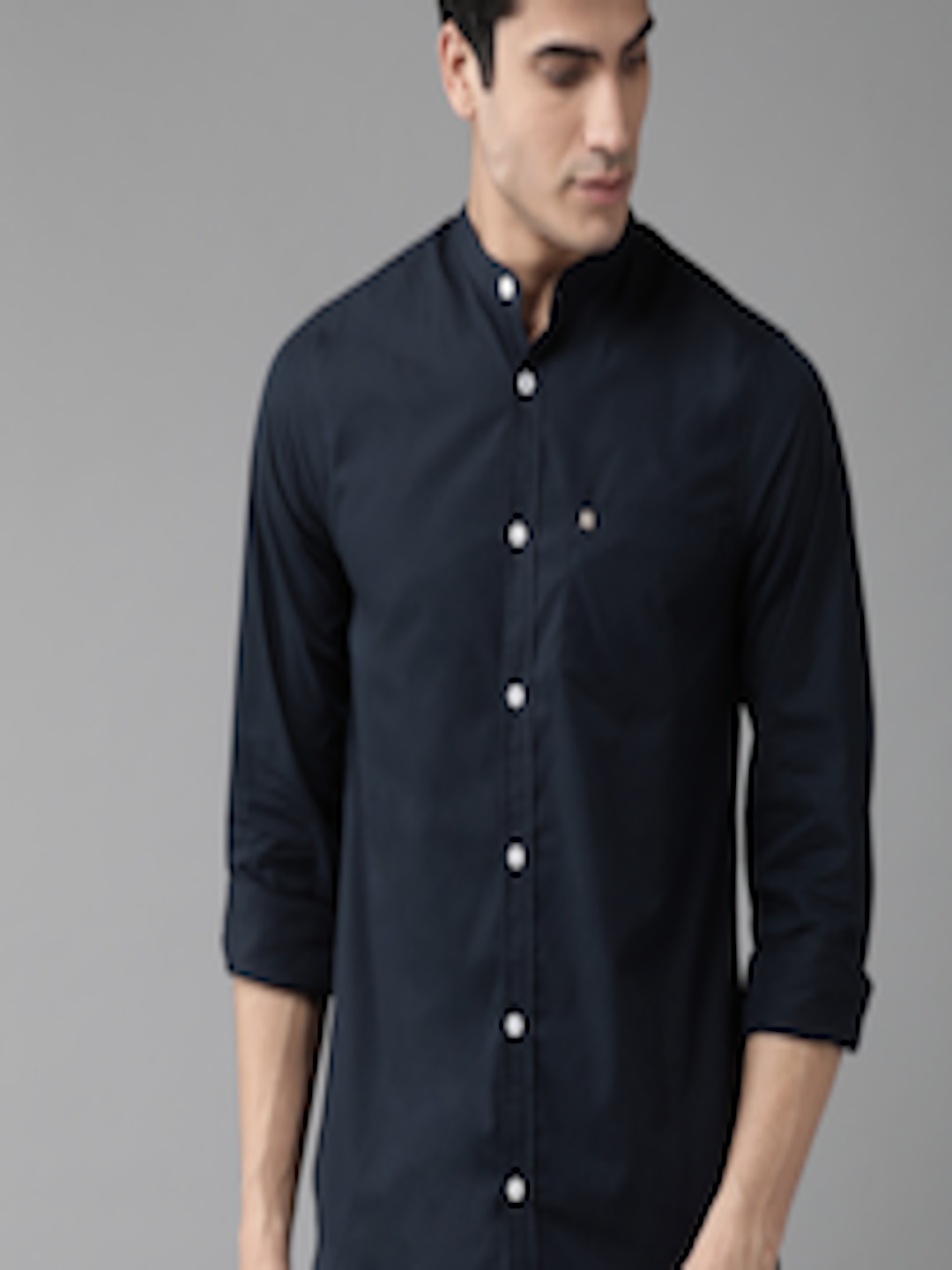 Buy Hubberholme Men Navy Blue Regular Fit Solid Casual Shirt - Shirts ...