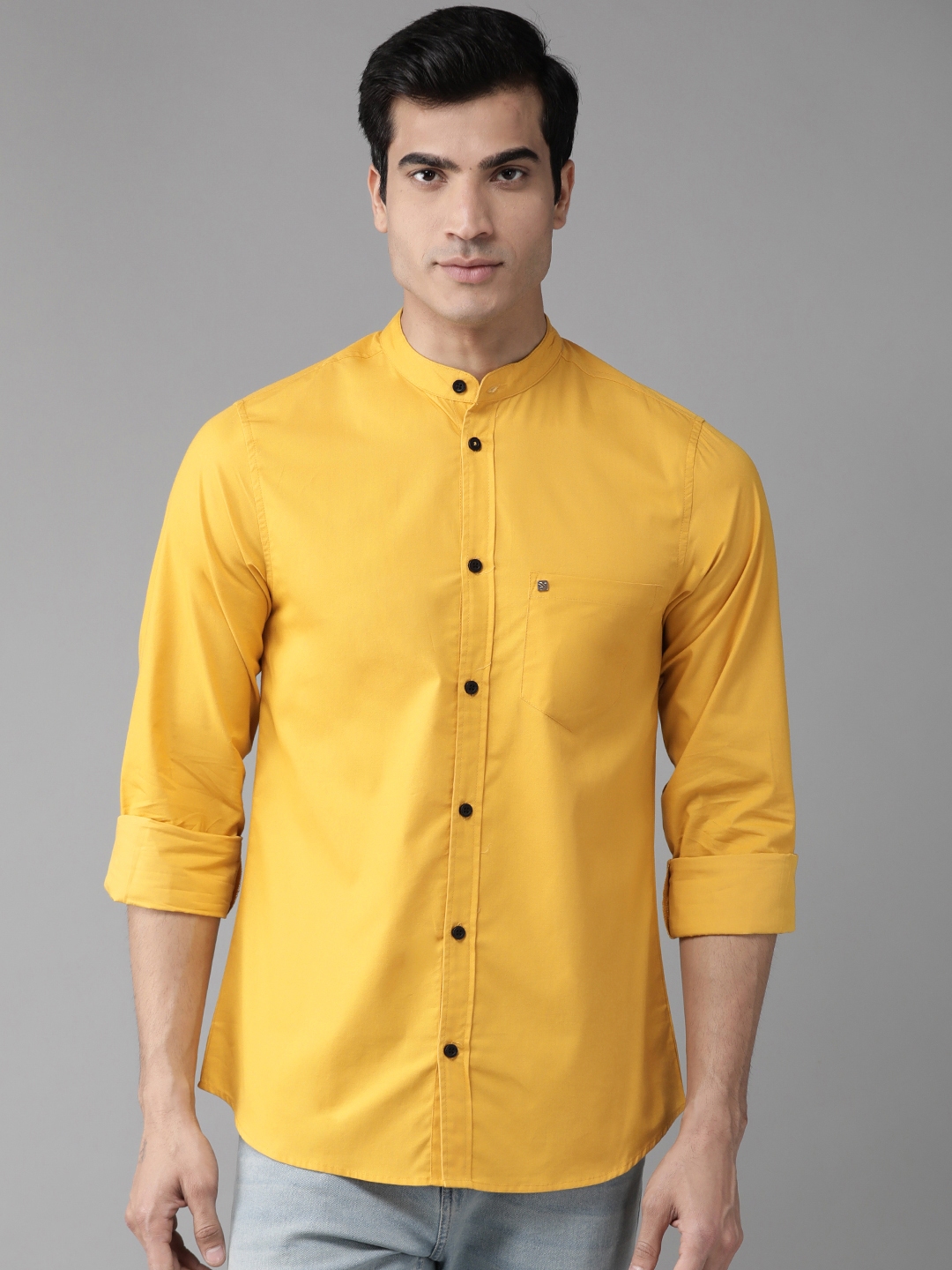 mustard yellow button up shirt men's