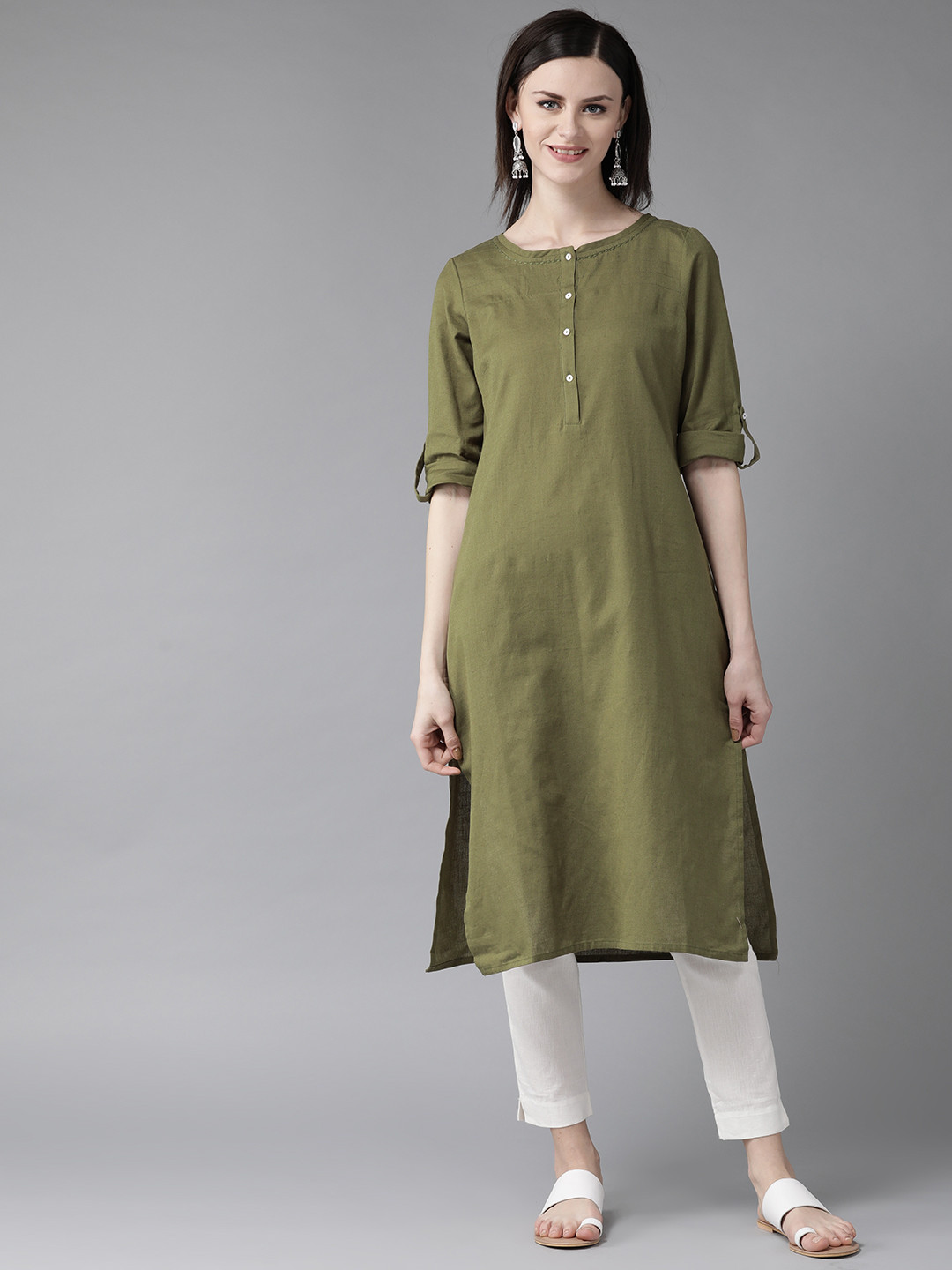 Women Green Solid Kurta