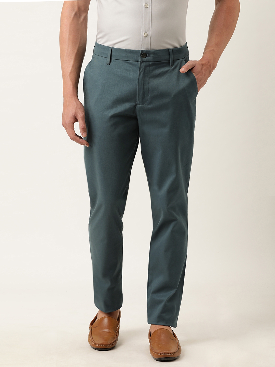Buy Calvin Klein Jeans Men Blue Slim Fit Solid Chinos - Trousers for ...