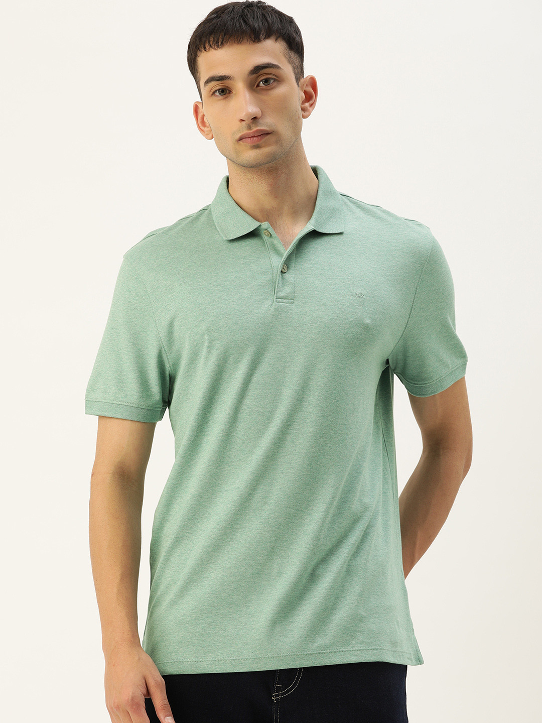 Buy Calvin Klein Jeans Men Green Solid Polo Collar T Shirt Tshirts