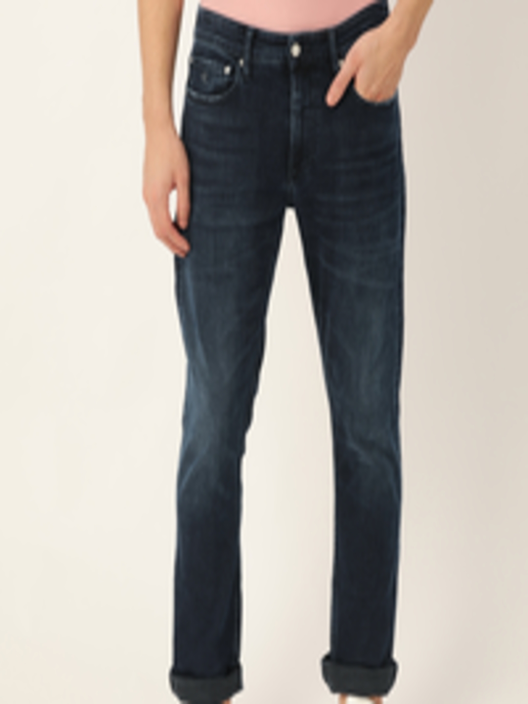 Buy Calvin Klein Jeans Men Navy Blue 026 Slim Fit Mid Rise Clean Look ...