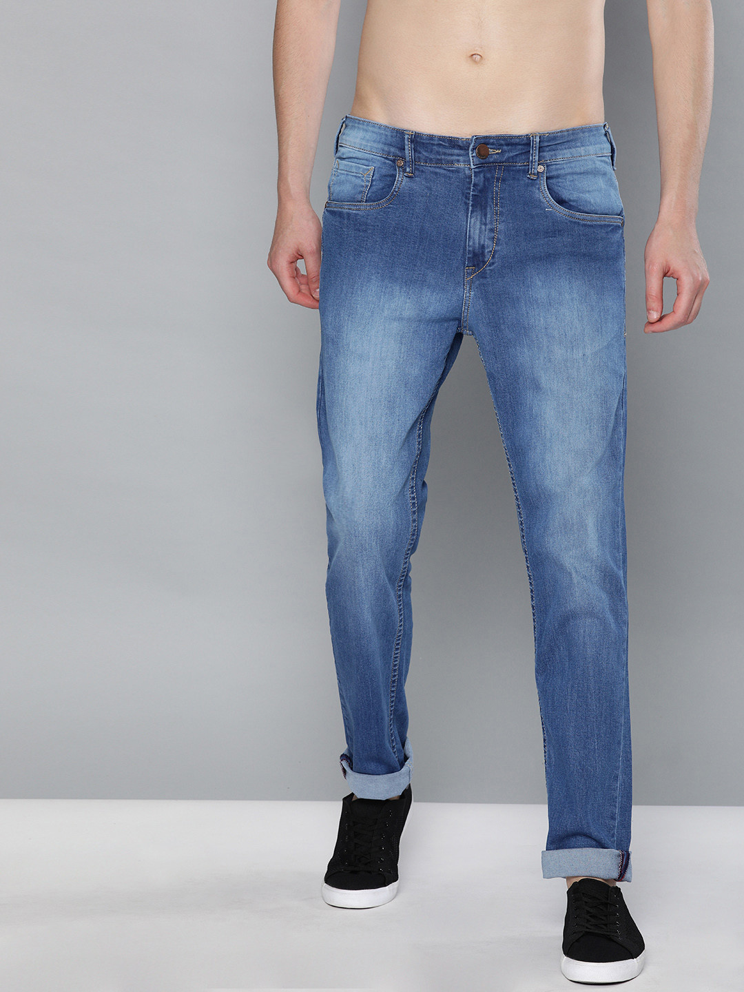 Buy HERE&NOW Men Blue Slim Fit Mid Rise Clean Look Stretchable Jeans