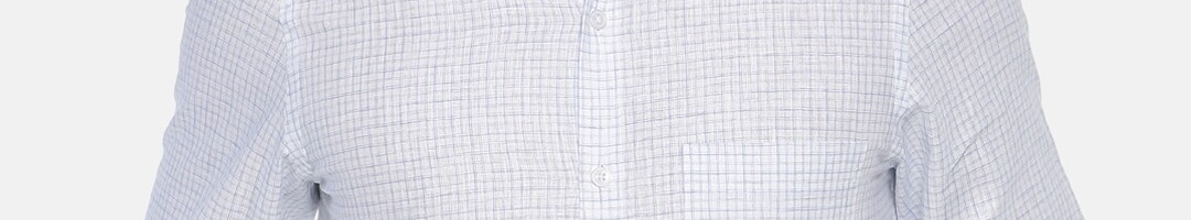 Buy CAVALLO By Linen Club Men White Linen Cotton Regular Fit Checked ...