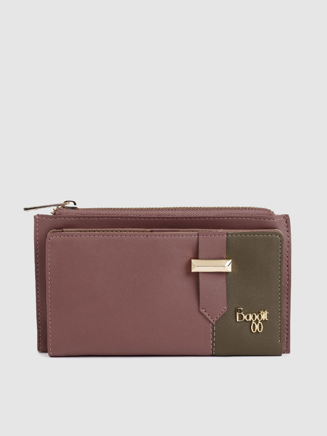 Buy Baggit Women Pink & Brown Colourblocked Two Fold Wallet - Wallets ...