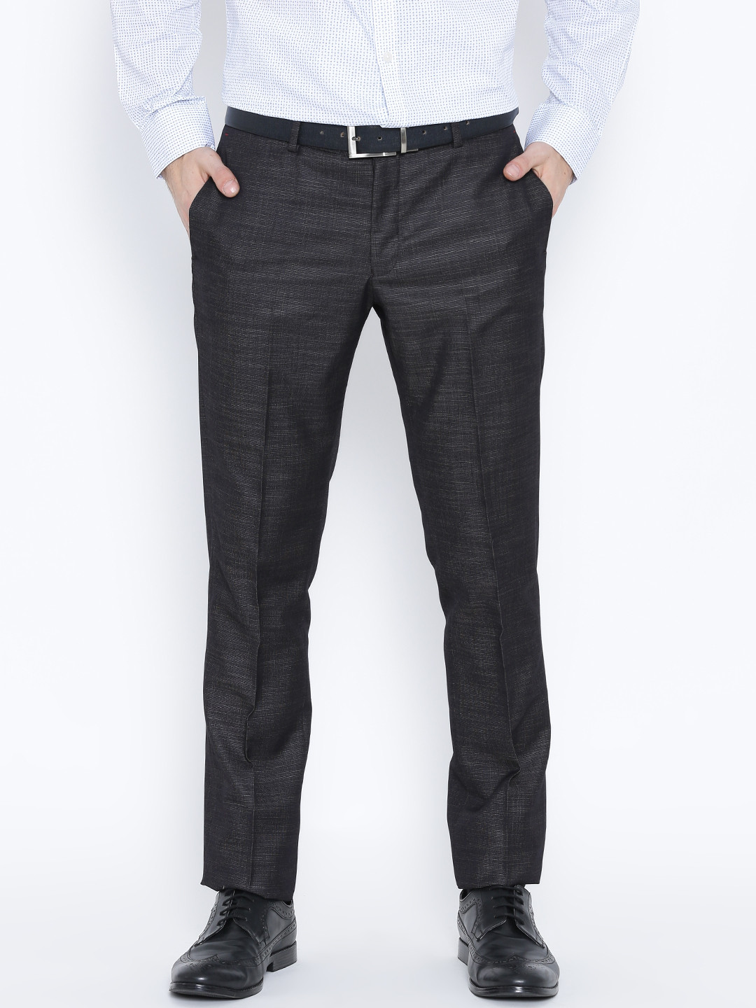 Buy Blackberrys Charcoal Grey Sharp Fit Formal Trousers Trousers for