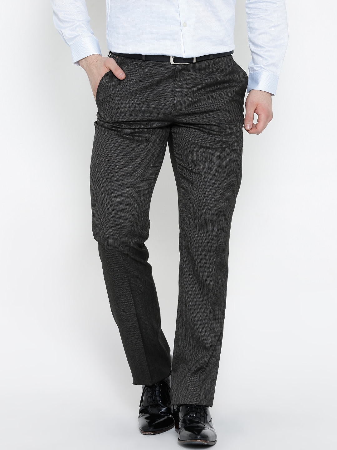 Buy Blackberrys Grey Sharp Fit Formal Trousers - Trousers for Men ...