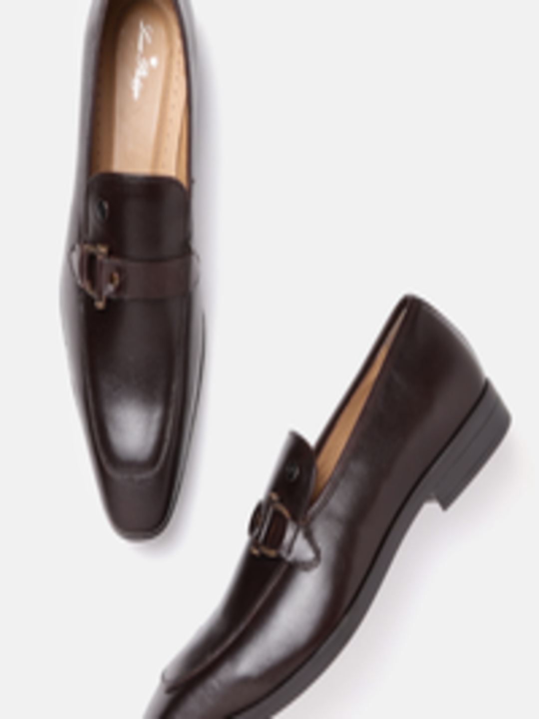 Buy Louis Philippe Men Coffee Brown Solid Leather Formal Slip Ons ...