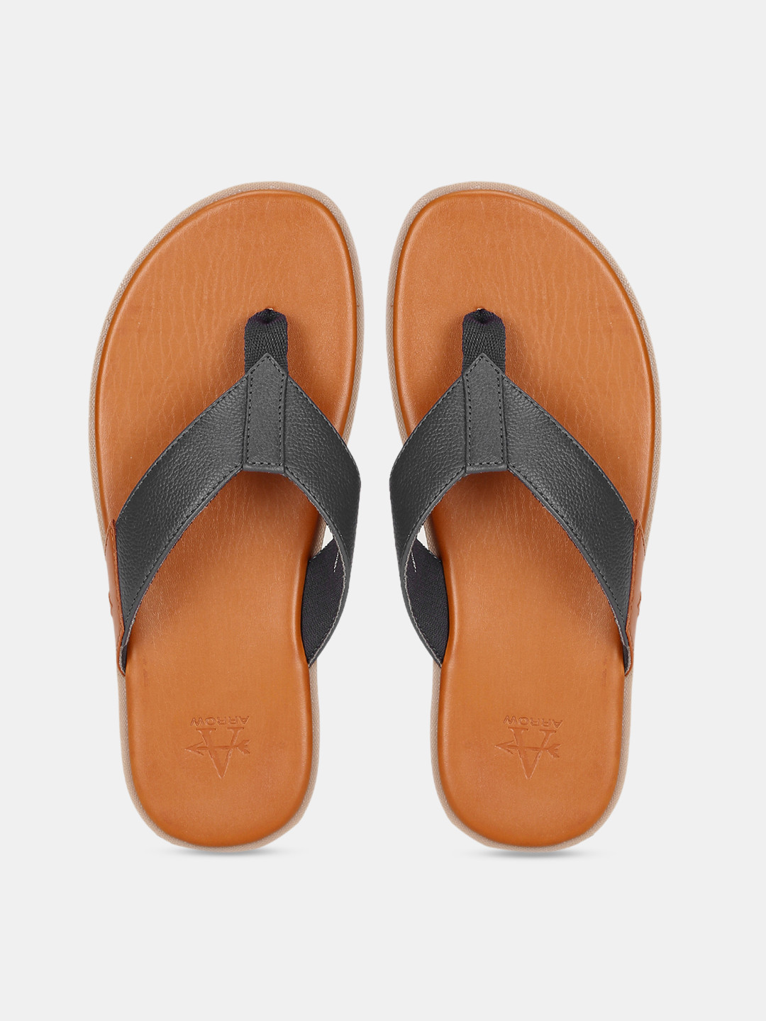 Buy Arrow Men Black & Tan Brown Leather Comfort Sandals Sandals for Men 11389300 Myntra