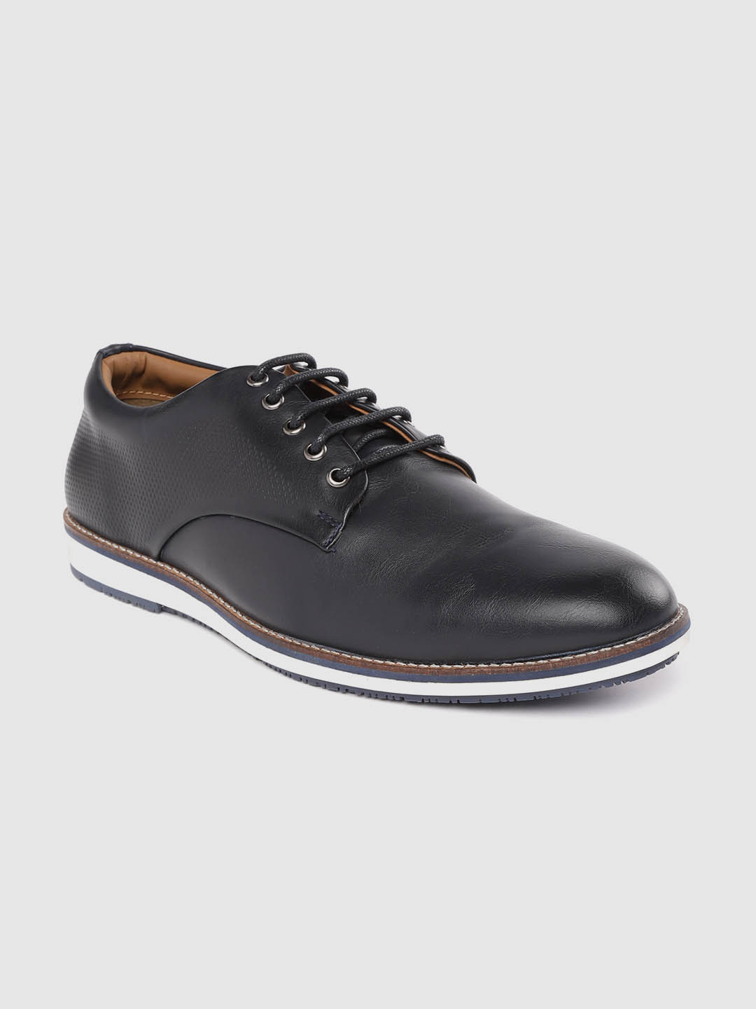 Buy Allen Solly Men Navy Blue Solid Derbys With Textured Detail
