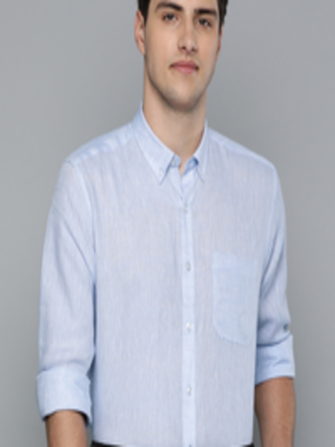Buy Louis Philippe Men Blue Slim Fit Solid Linen Formal Shirt - Shirts for Men 11390876 | Myntra