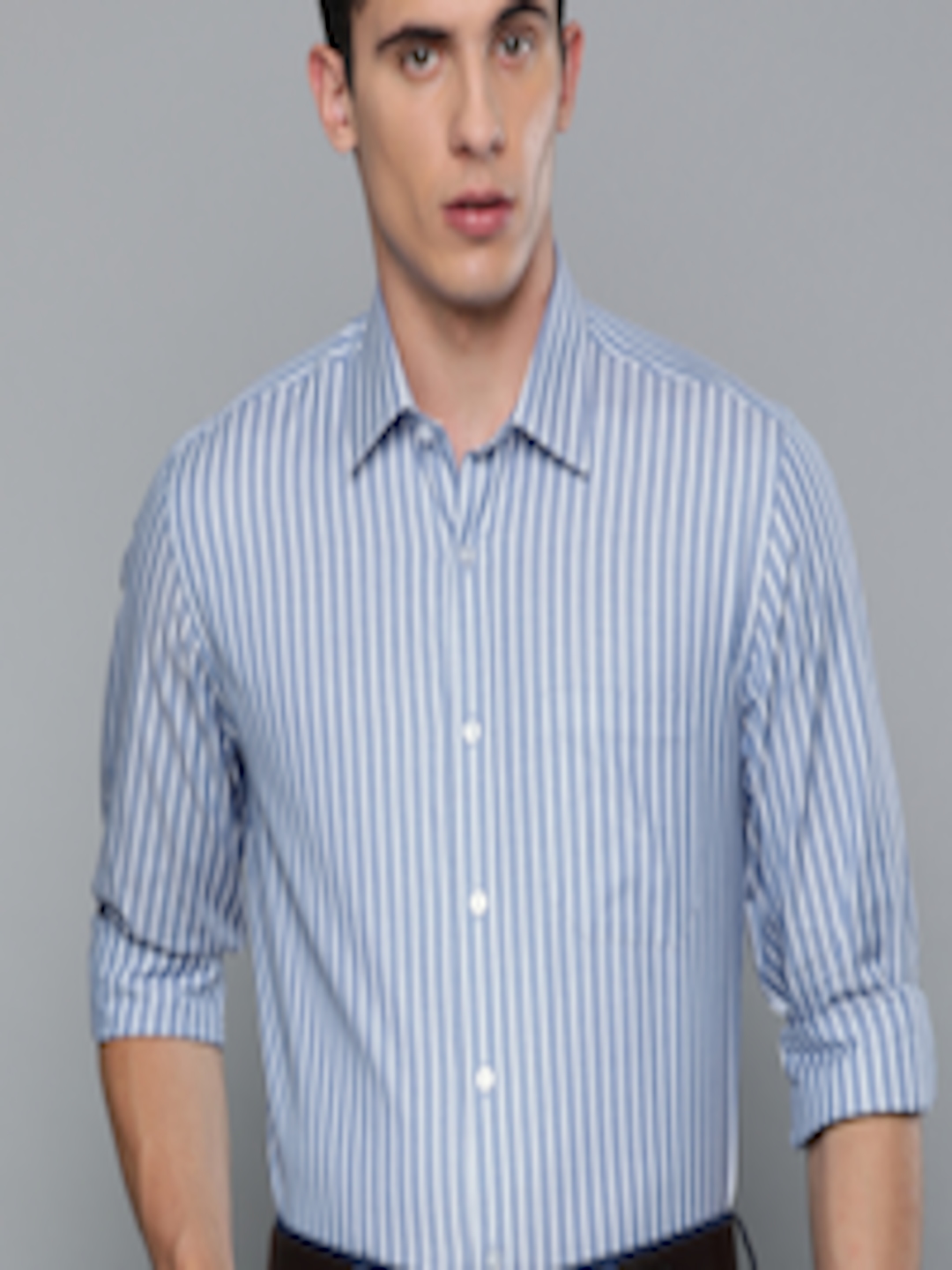 Buy Louis Philippe Men Blue & White Slim Fit Striped Formal Shirt - Shirts for Men 11391010 | Myntra