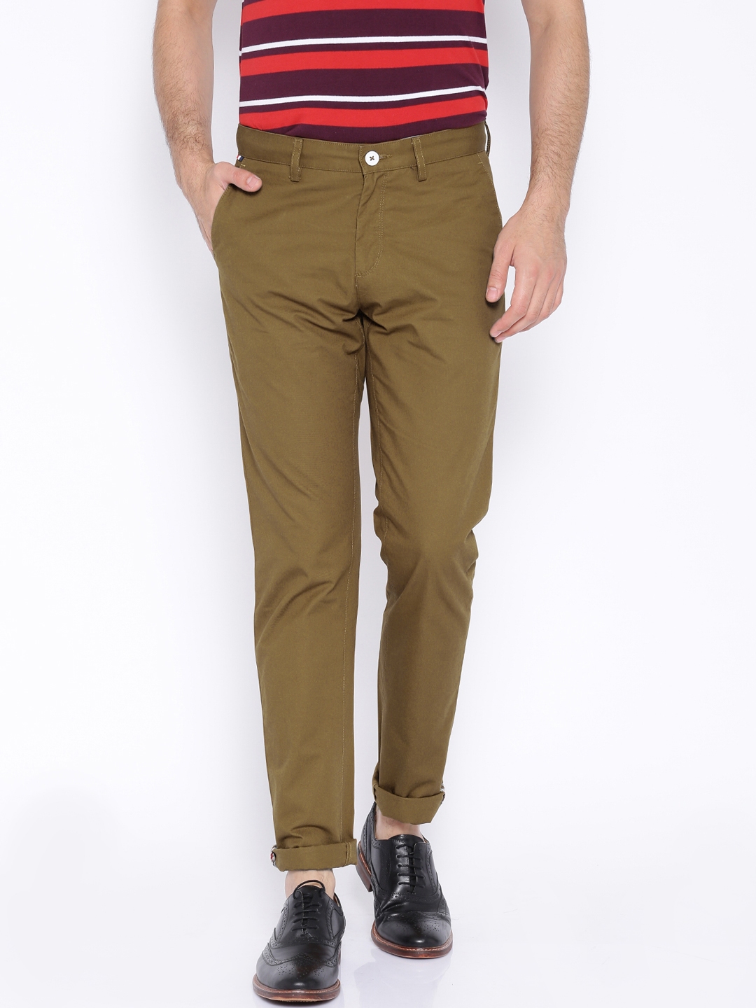 Buy Allen Solly Brown Smart Fit Chino Trousers - Trousers for Men ...